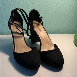 Black strap heels